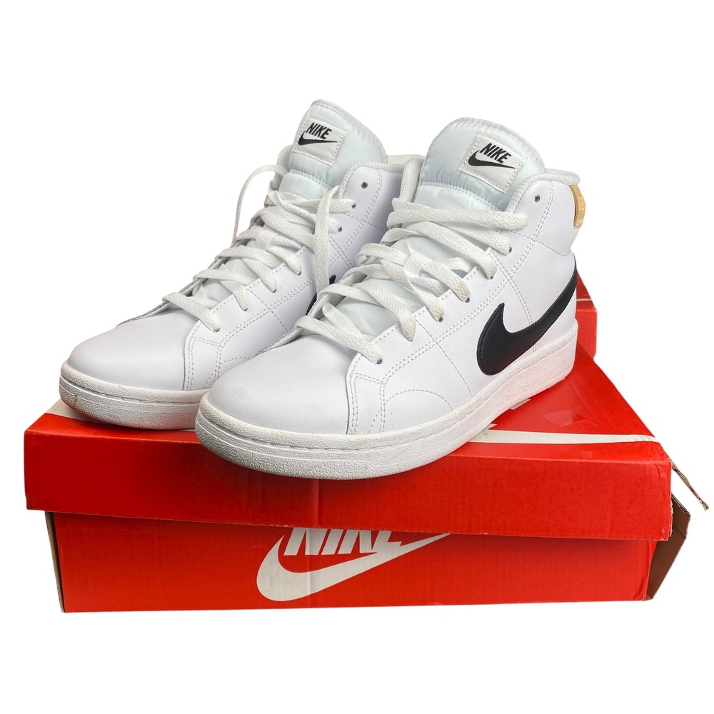 Nike Court Royale 8.5 Mid Men Shoes Sneakers White Black Leather Comfort SU